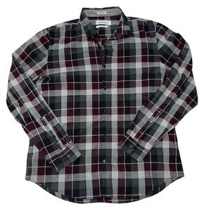 Calvin Klein Liquid Cotton Plaid Button Down Shirt